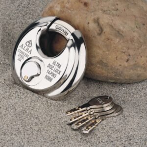 ALBA Ultra Disc Lock 90mm – Stainless Steel Heavy Duty Padlock with Hardened Shackle & Keys