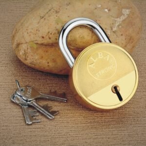 ALBA Strong Brass Round Padlock with 3 Keys – Heavy Duty Security Lock
