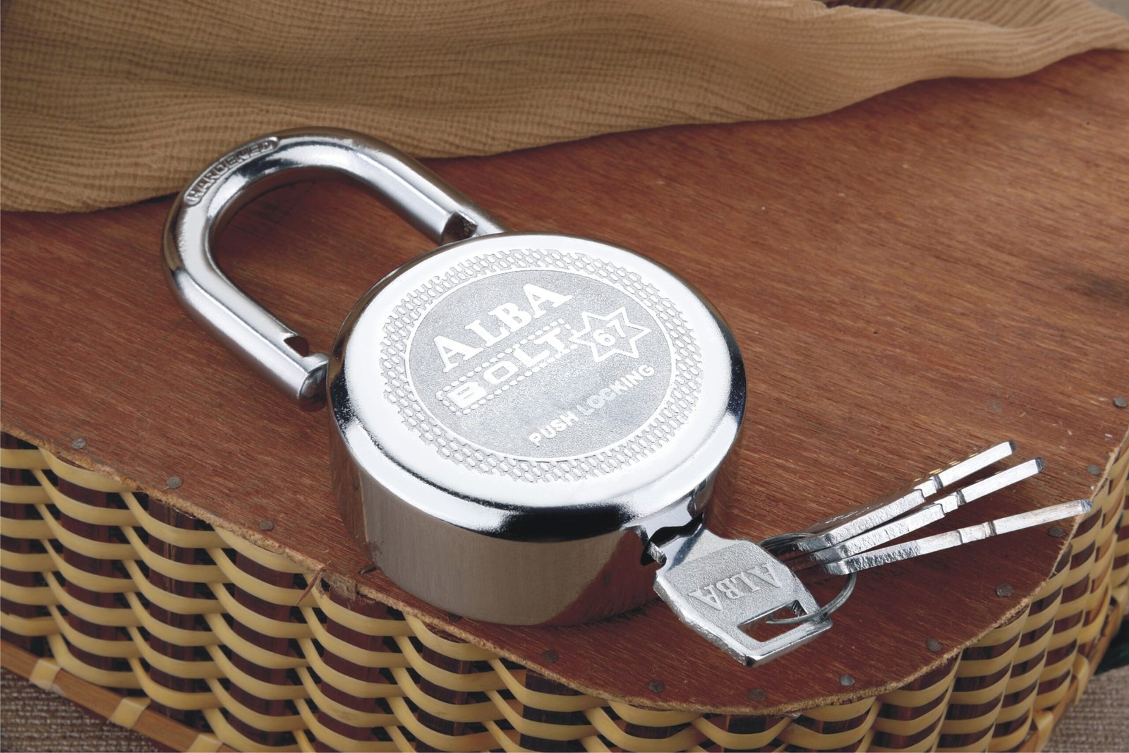 ALBA Bolt 677 Stainless Steel Push Lock Padlock with 3 Keys
